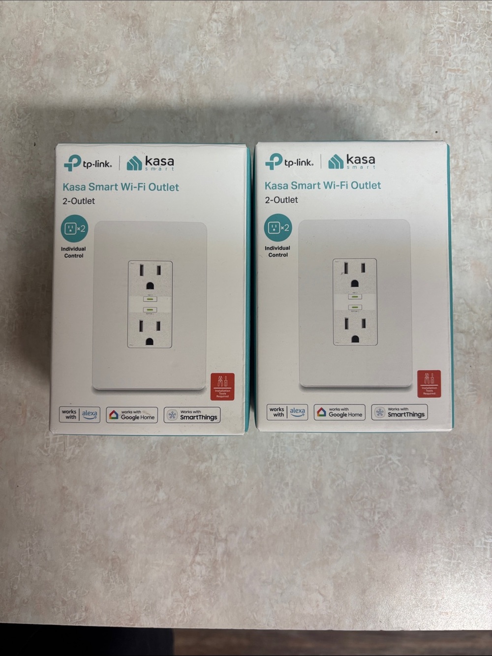 TP-Link Kasa Smart Wi‑Fi Outlet 2-Outlet - White (Twin Pack)
